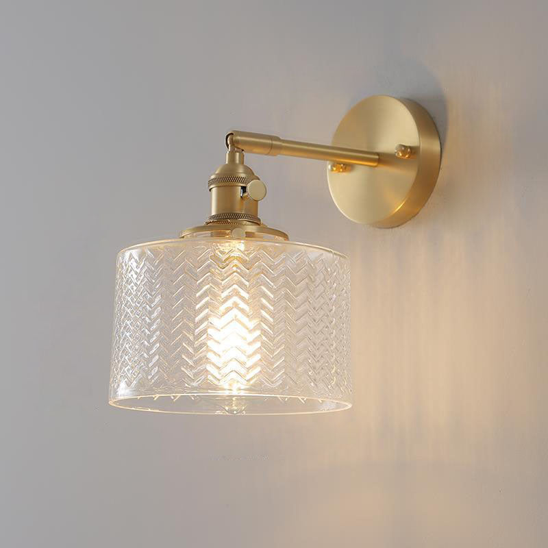 Green Minimalist Cylinder Brass Wall Sconce