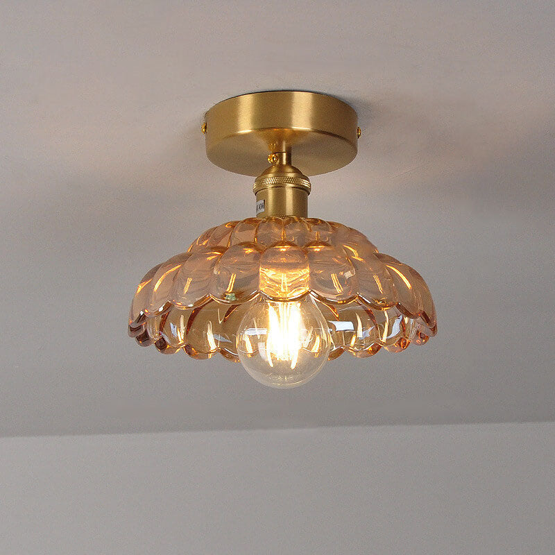 Vintage Dome Brass Semi-Flush Ceiling Light