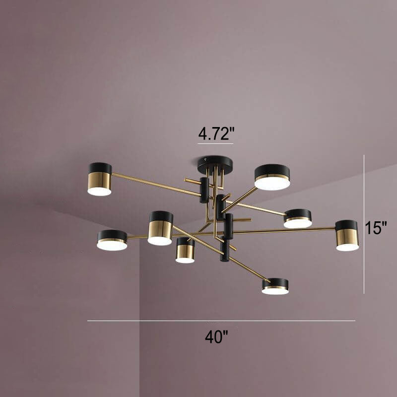 Minimalist 8-Light Semi-Flush Ceiling Light