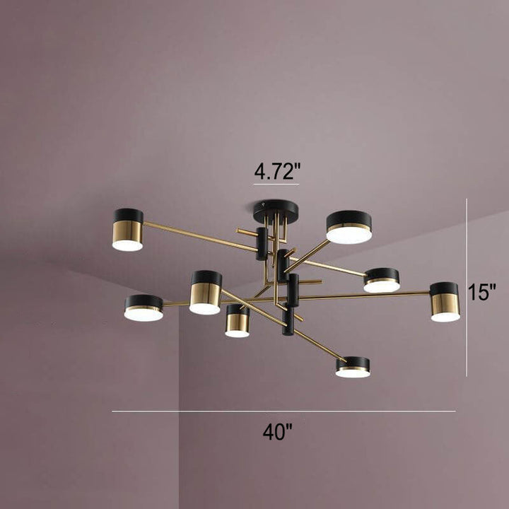 Minimalist 8-Light Semi-Flush Ceiling Light