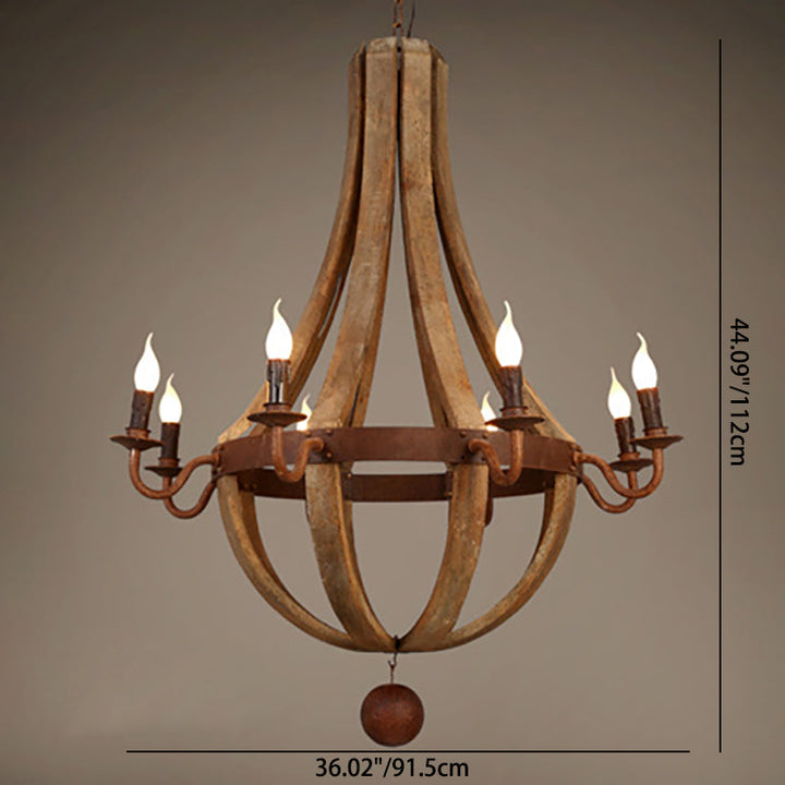 Traditional Branch Wooden 8-Light Chandelier