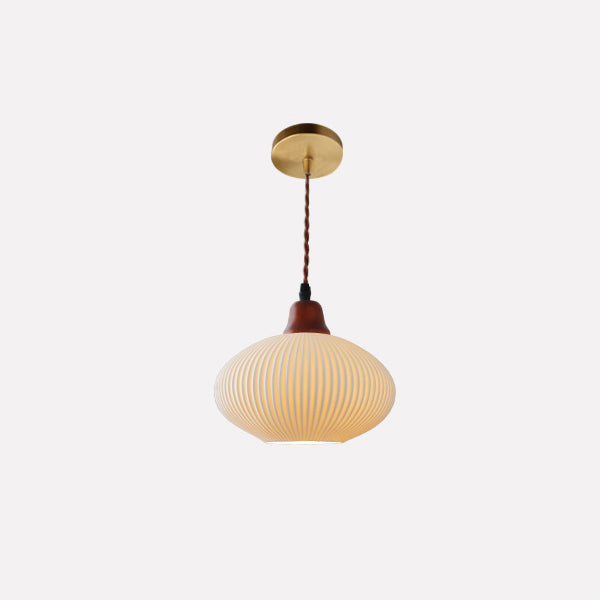 Traditional Round Solid Wood Pendant Light