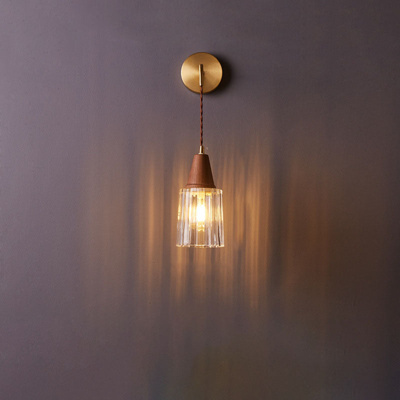 Traditional Cylinder Walnut Wall Sconce