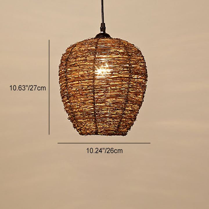 Retro Dome Rattan Pendant Light