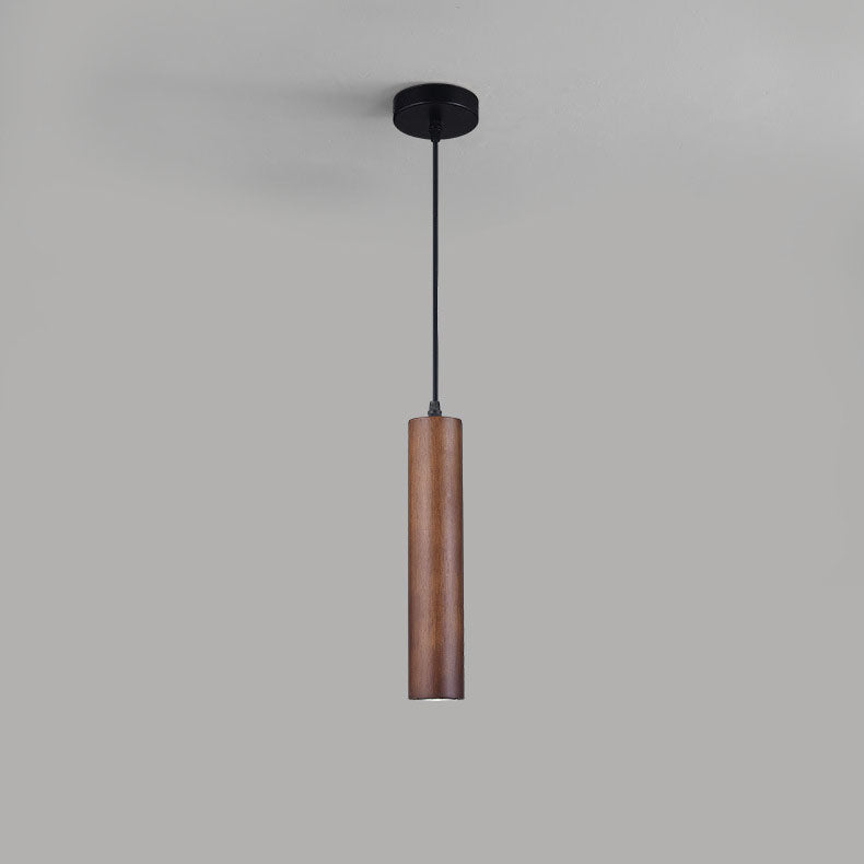 Minimalist Cylinder Wood LED Pendant Light