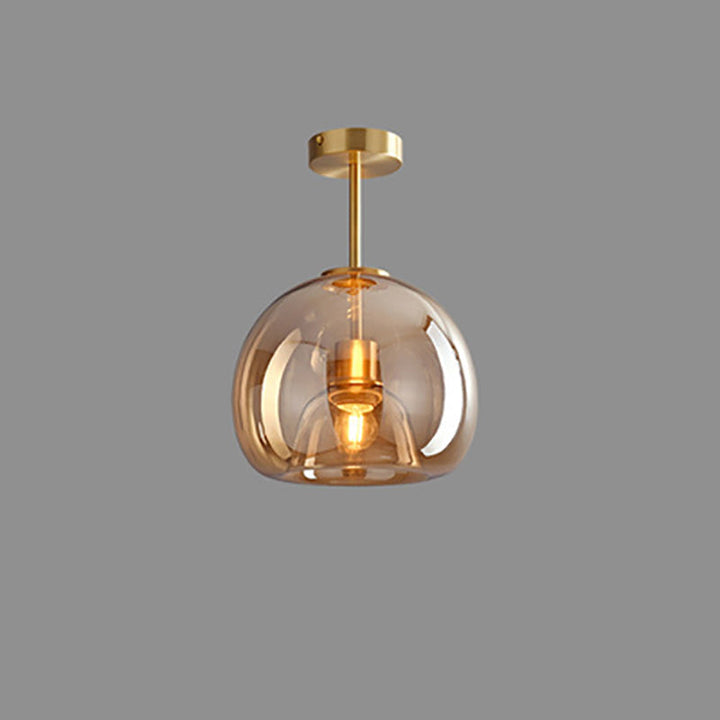 Contemporary Round Glass Semi-Flush Ceiling Light