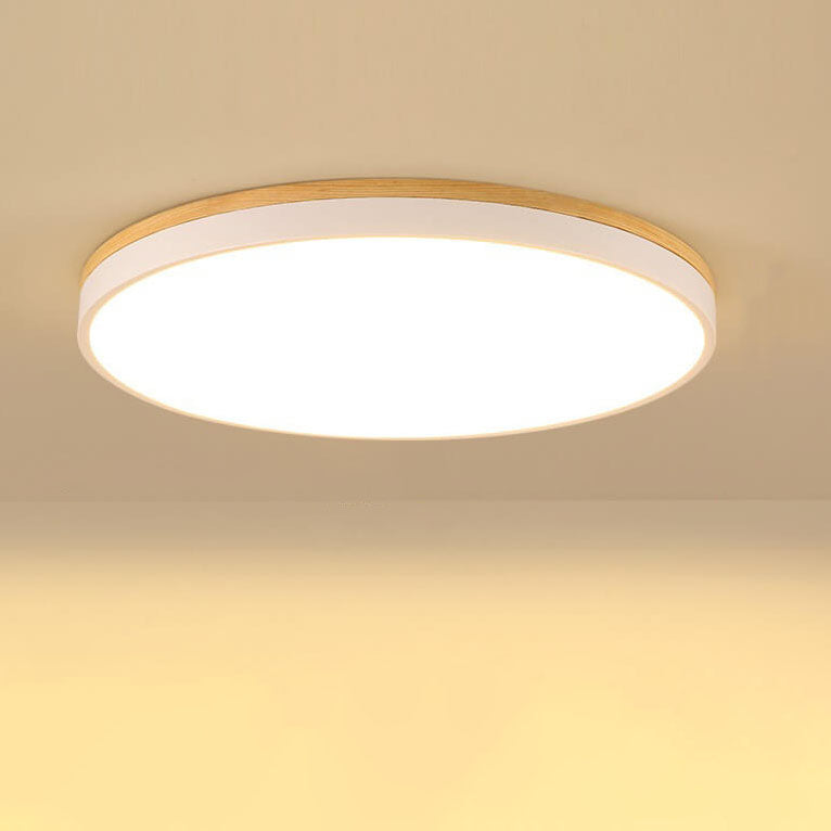 Nordic Round Solid Wood LED Flush Mount Ceiling Light 2
