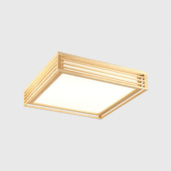 Nordic Square Solid Wood LED Flush Mount Ceiling Light