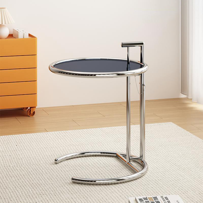 Minimalist Round Stainless Steel Extendable Side Table