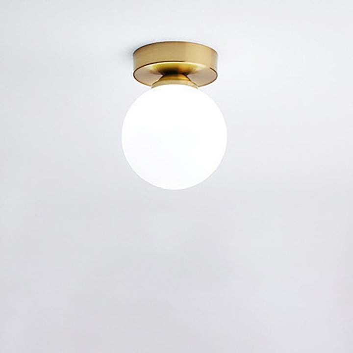 Minimalist Round Glass Semi-Flush Ceiling Light