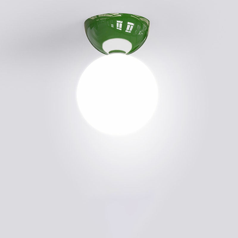 Nordic Spherical Glass Semi-Flush Ceiling Light