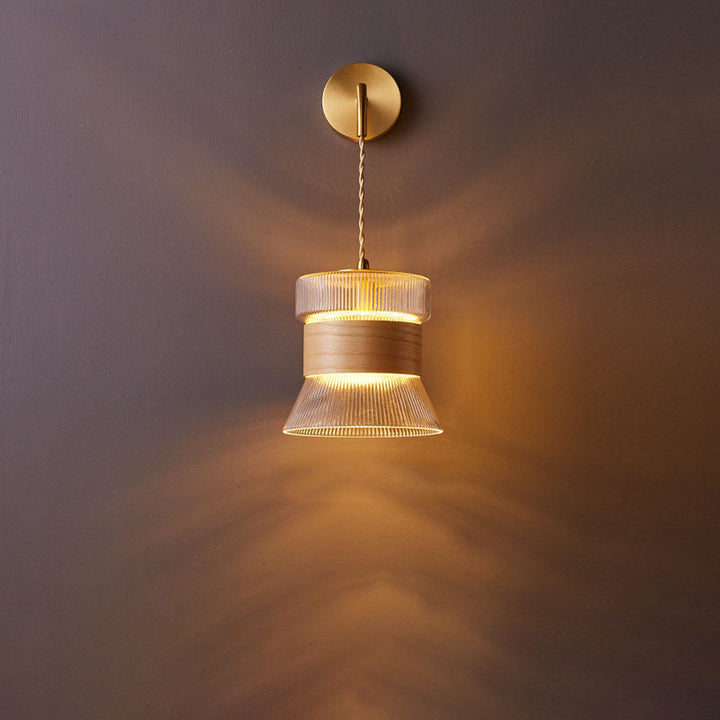 Traditional Cylinder Walnut Wall Sconce