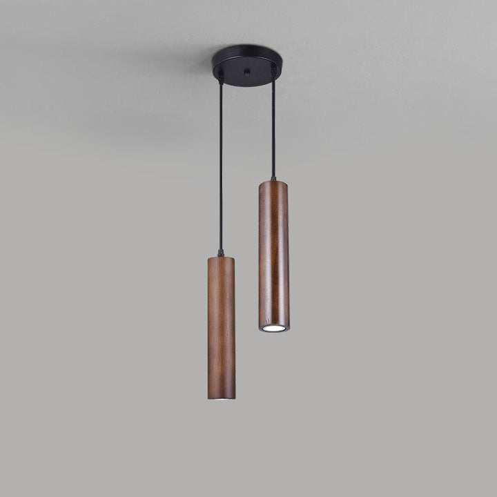 Minimalist Cylinder Wood LED Pendant Light