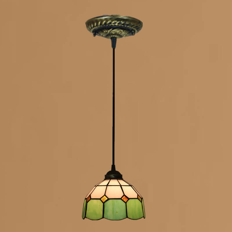 Tiffany Traditional Round Glass Pendant Light
