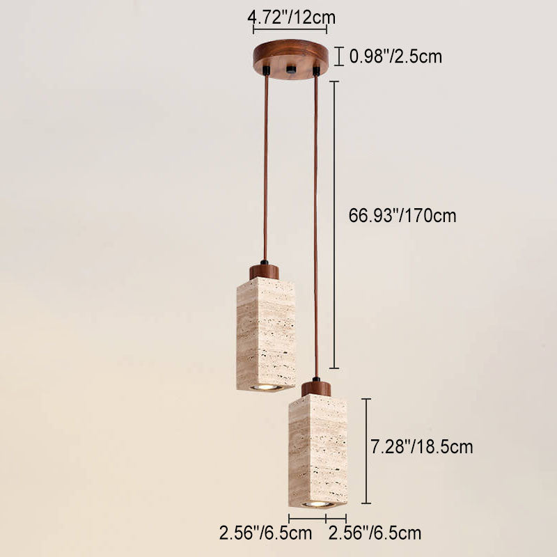Wabi-Sabi Solid Wood 3-Light Island Pendant Light