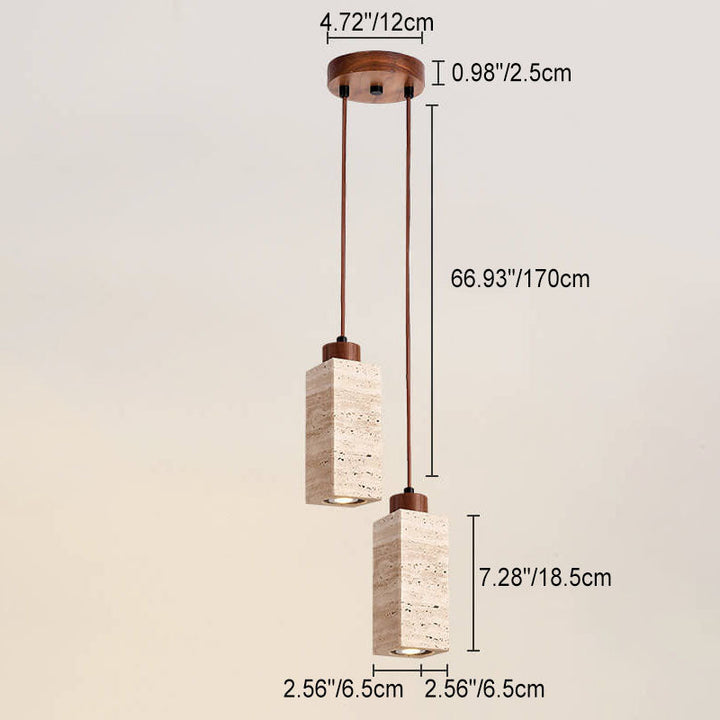 Wabi-Sabi Solid Wood 3-Light Island Pendant Light