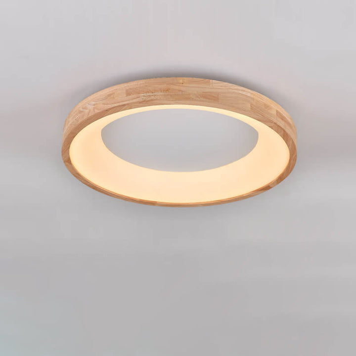 Minimalist Round Wood LED Flush Mount Ceiling Light