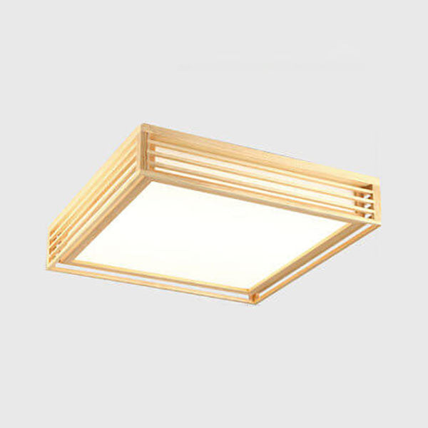 Nordic Square Solid Wood LED Flush Mount Ceiling Light
