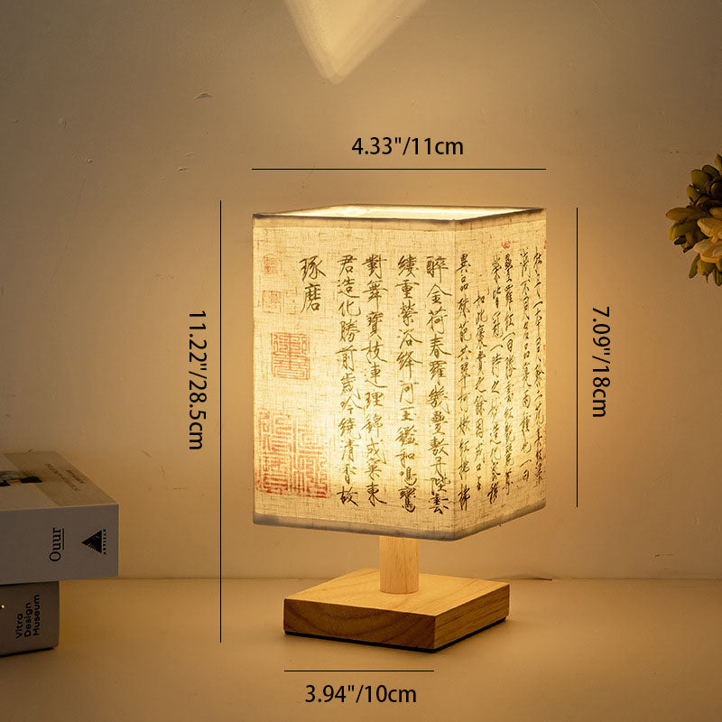 Contemporary Square Fabric LED Table Lamp