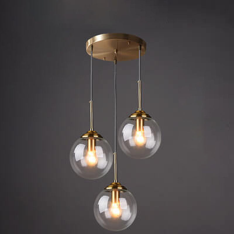 Contemporary Spherical Copper 5-Light Chandelier