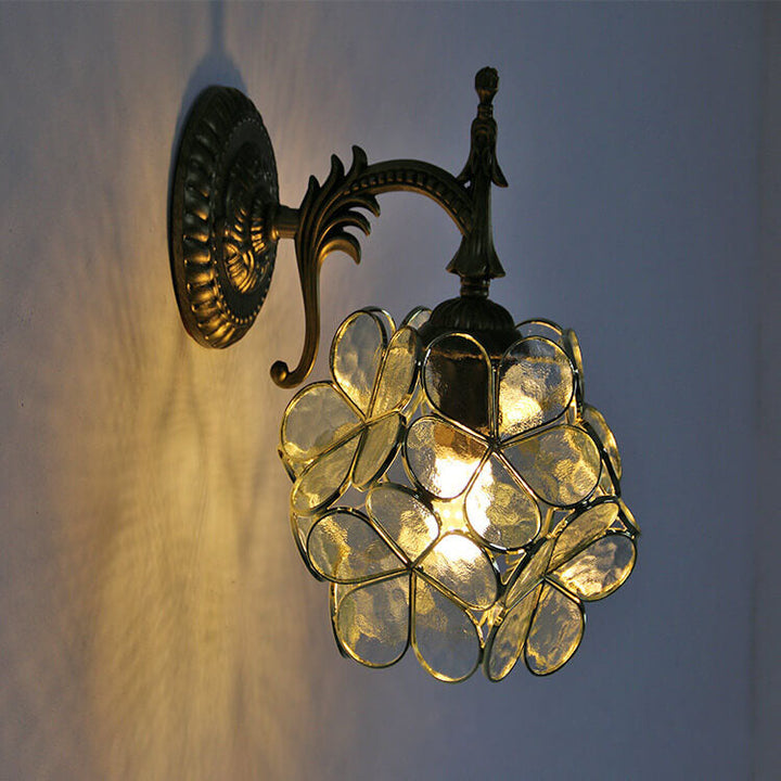 Vintage Flower Glass Wall Sconce