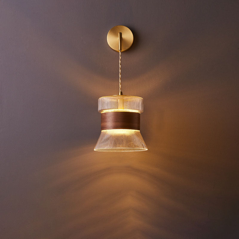 Traditional Cylinder Walnut Wall Sconce