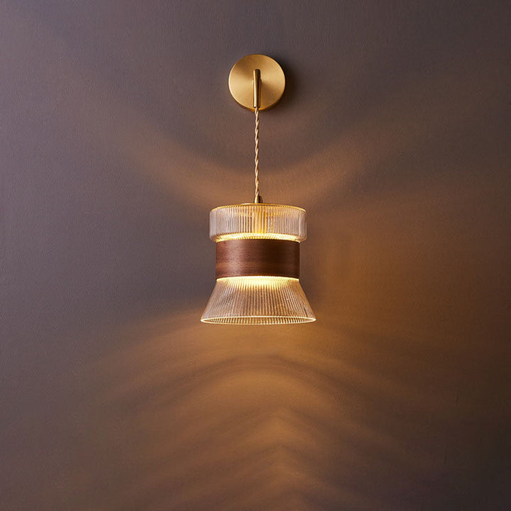 Traditional Cylinder Walnut Wall Sconce