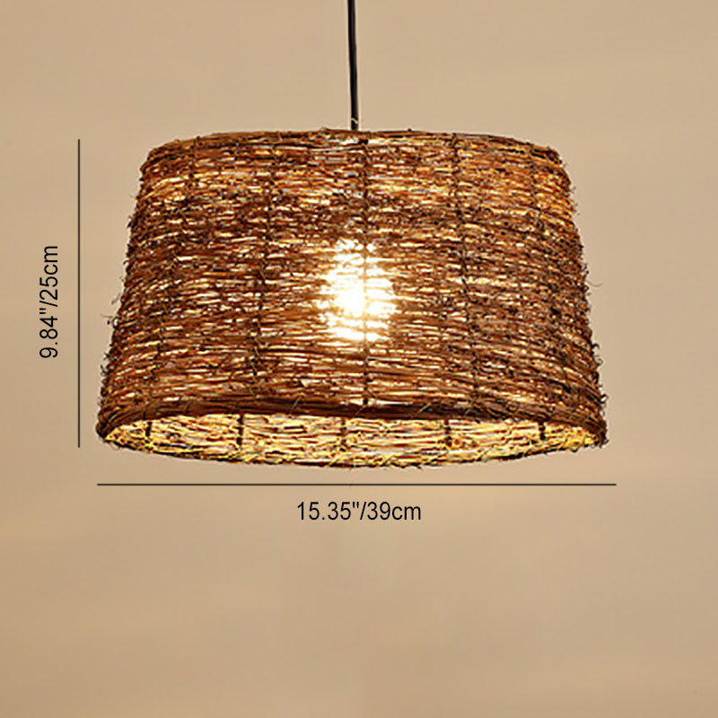 Retro Dome Rattan Pendant Light