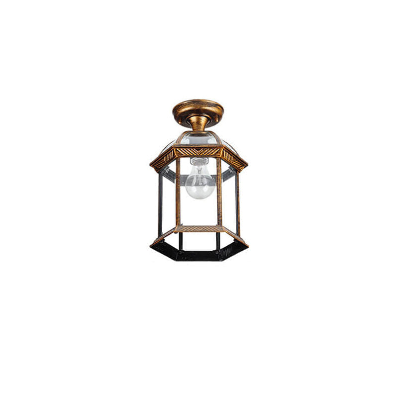 Traditional Lantern Waterproof Semi-Flush Ceiling Light