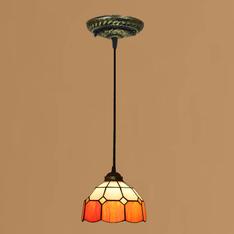 Tiffany Traditional Round Glass Pendant Light