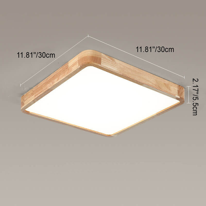 Minimalist Square Solid Wood LED Flush Mount Ceiling 2