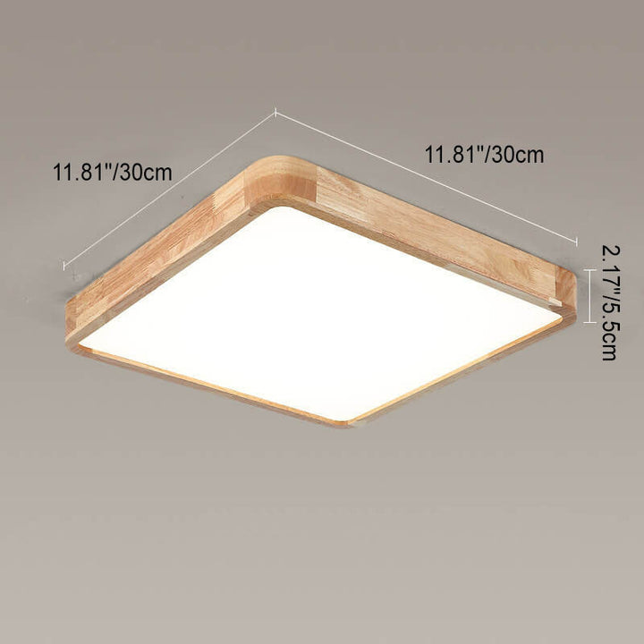 Minimalist Square Solid Wood LED Flush Mount Ceiling 2