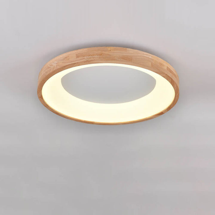 Minimalist Round Wood LED Flush Mount Ceiling Light