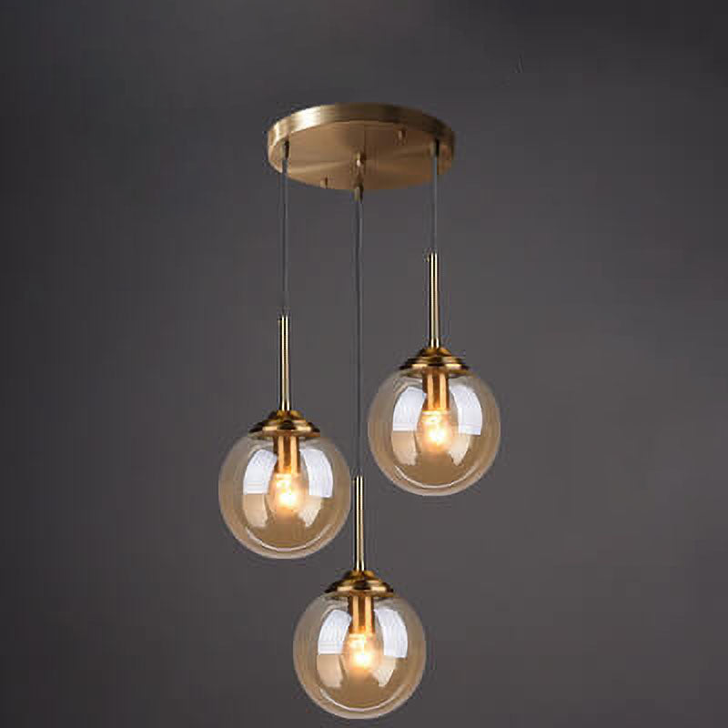 Contemporary Spherical Copper 5-Light Chandelier