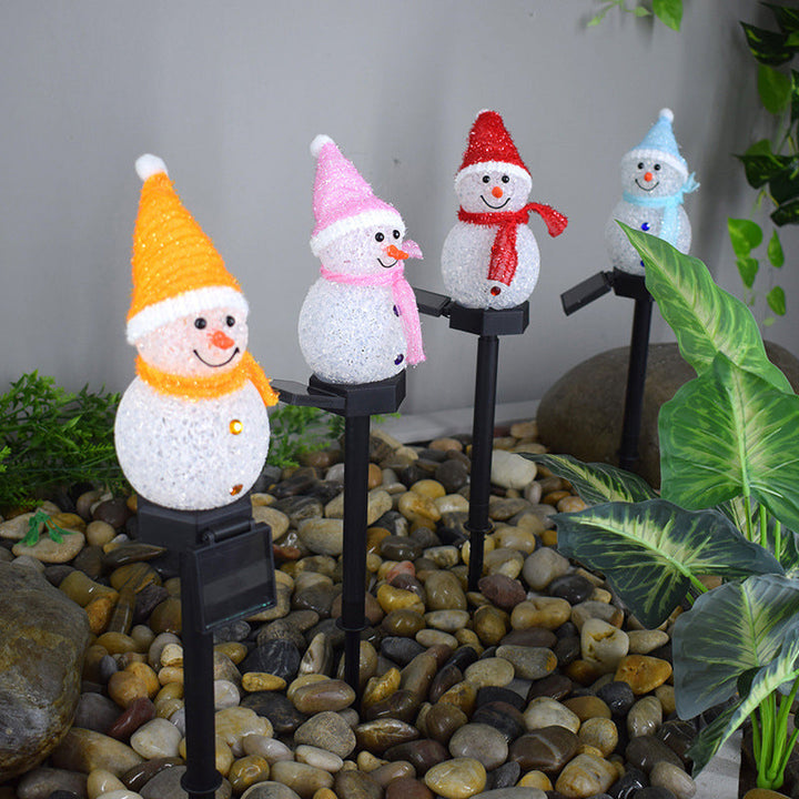 Solar Rice Ball Snowman LED Floor Lamp