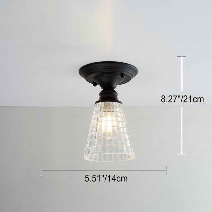 Iron Contemporary Round Glass Semi-Flush Ceiling Light