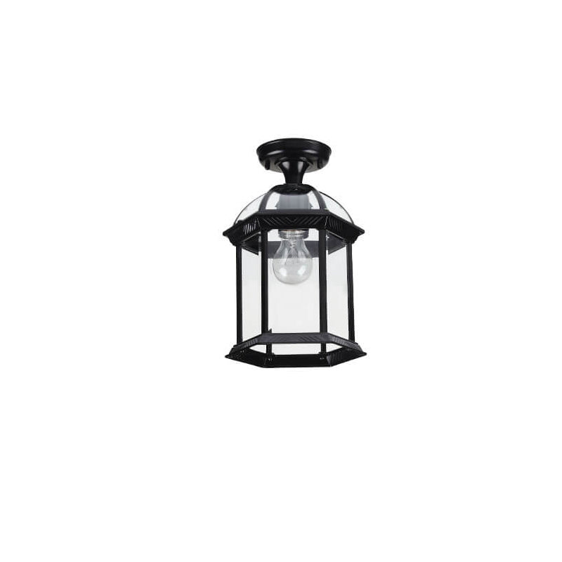 Traditional Lantern Waterproof Semi-Flush Ceiling Light