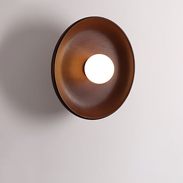 Minimalist Round Solid Wood Wall Sconce