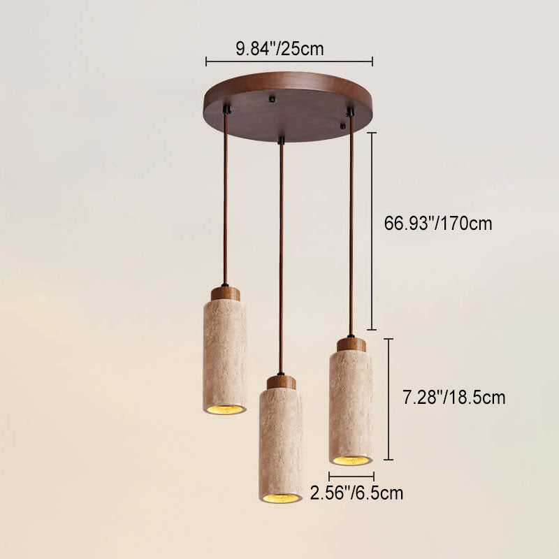 Wabi-Sabi Solid Wood 3-Light Island Pendant Light