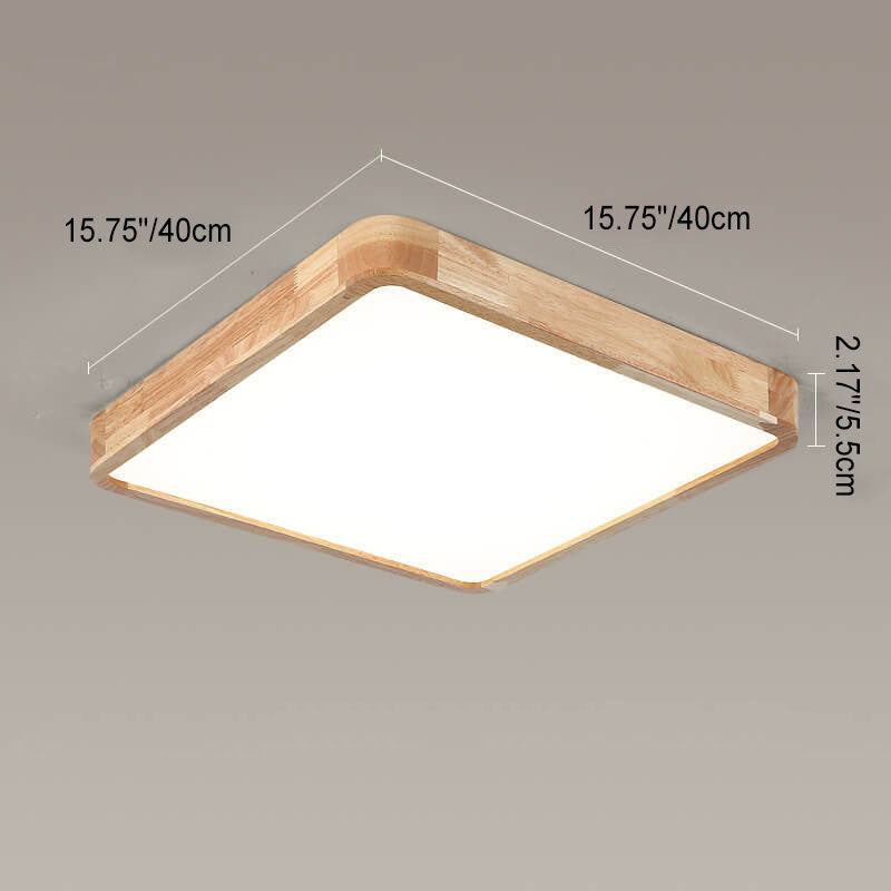 Minimalist Square Solid Wood LED Flush Mount Ceiling 2