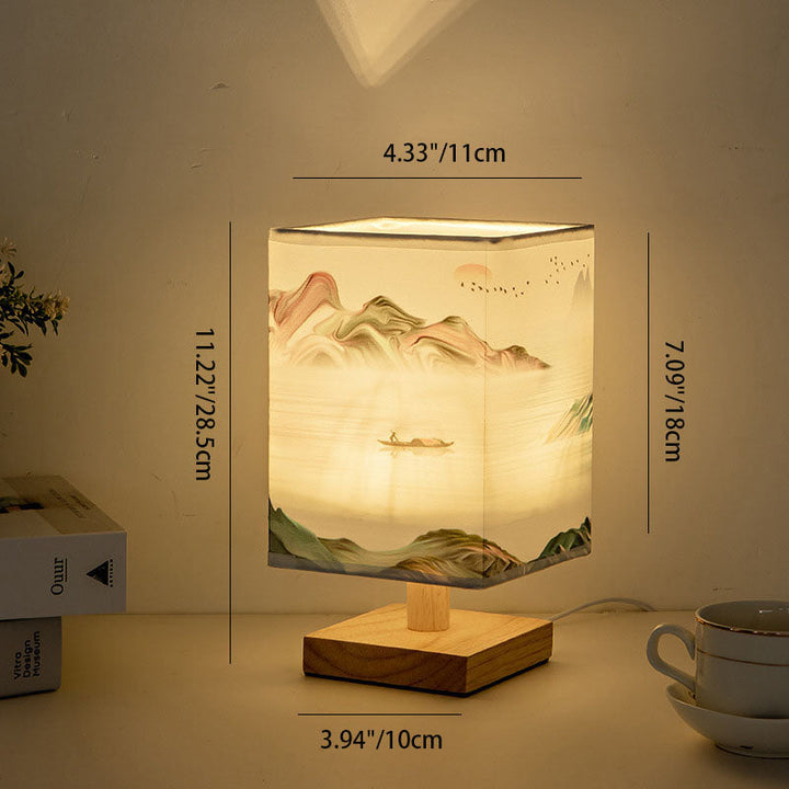 Contemporary Square Fabric LED Table Lamp