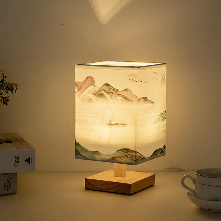 Contemporary Square Fabric LED Table Lamp