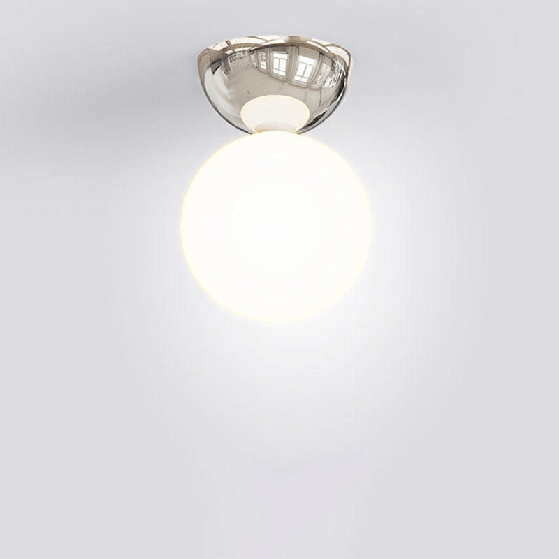 Nordic Spherical Glass Semi-Flush Ceiling Light