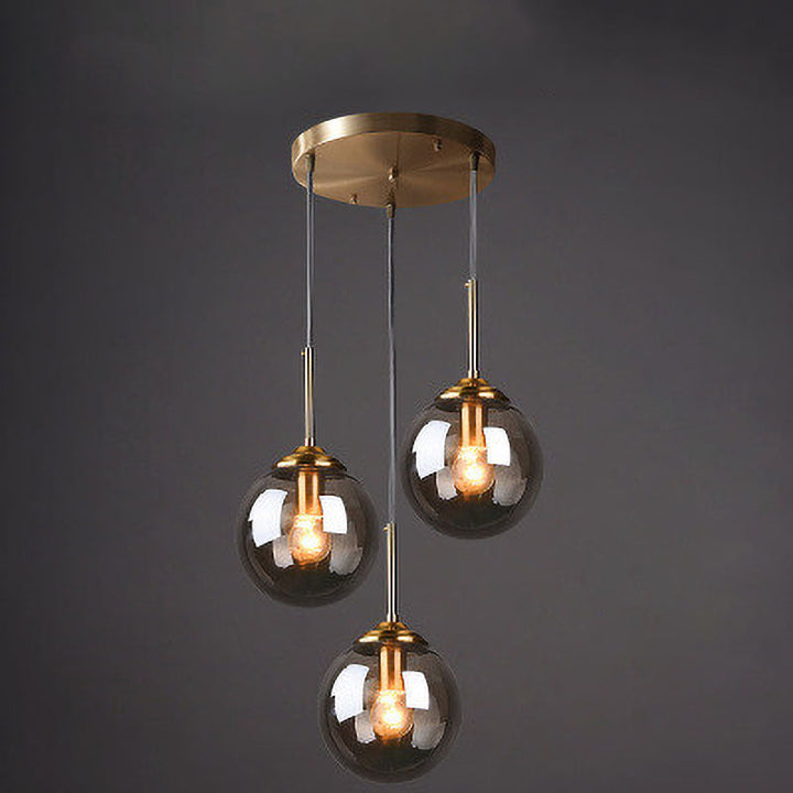 Contemporary Spherical Copper 5-Light Chandelier