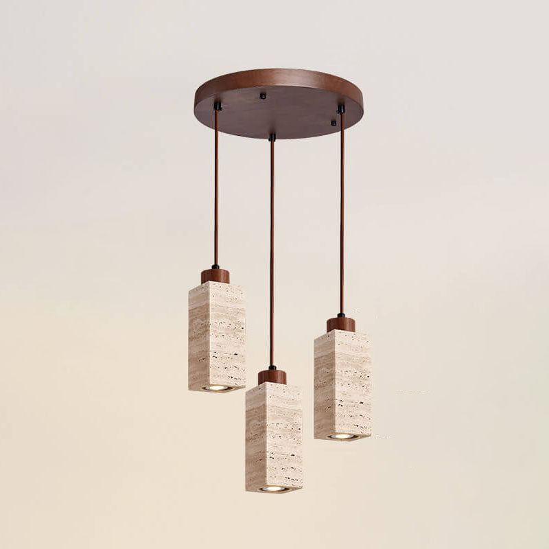 Wabi-Sabi Solid Wood 3-Light Island Pendant Light