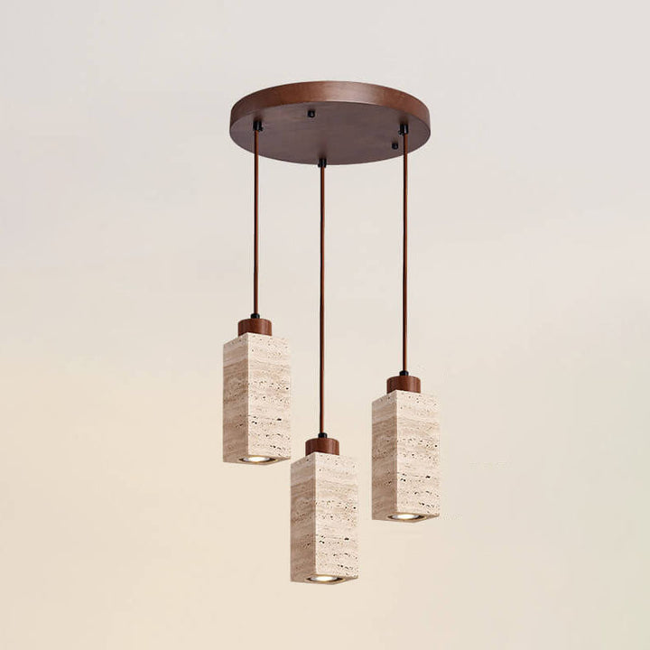Wabi-Sabi Solid Wood 3-Light Island Pendant Light