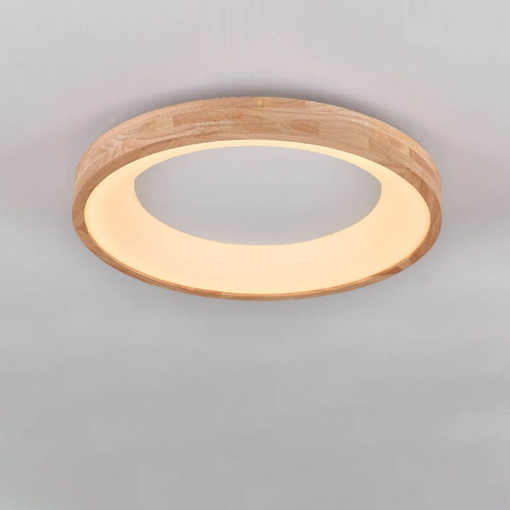 Minimalist Round Wood LED Flush Mount Ceiling Light