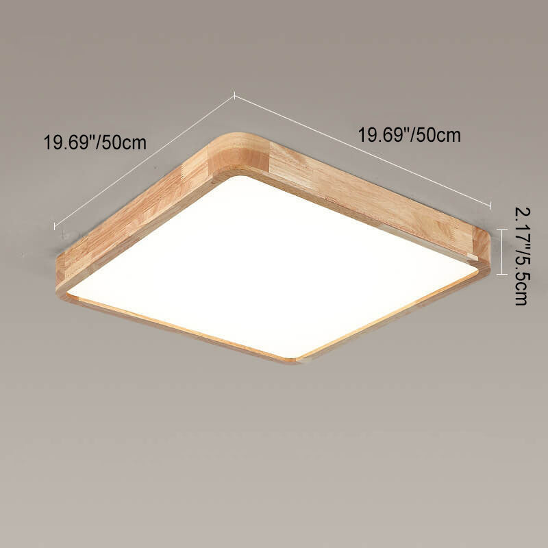 Minimalist Square Solid Wood LED Flush Mount Ceiling 2