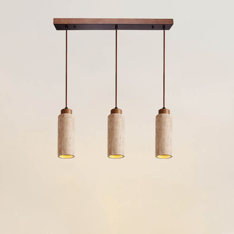 Wabi-Sabi Solid Wood 3-Light Island Pendant Light