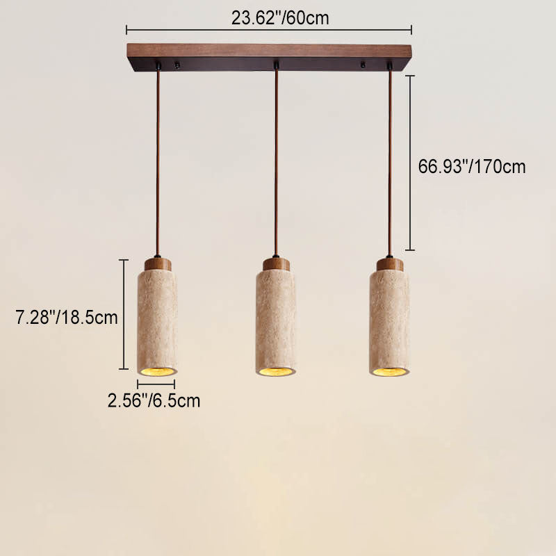 Wabi-Sabi Solid Wood 3-Light Island Pendant Light